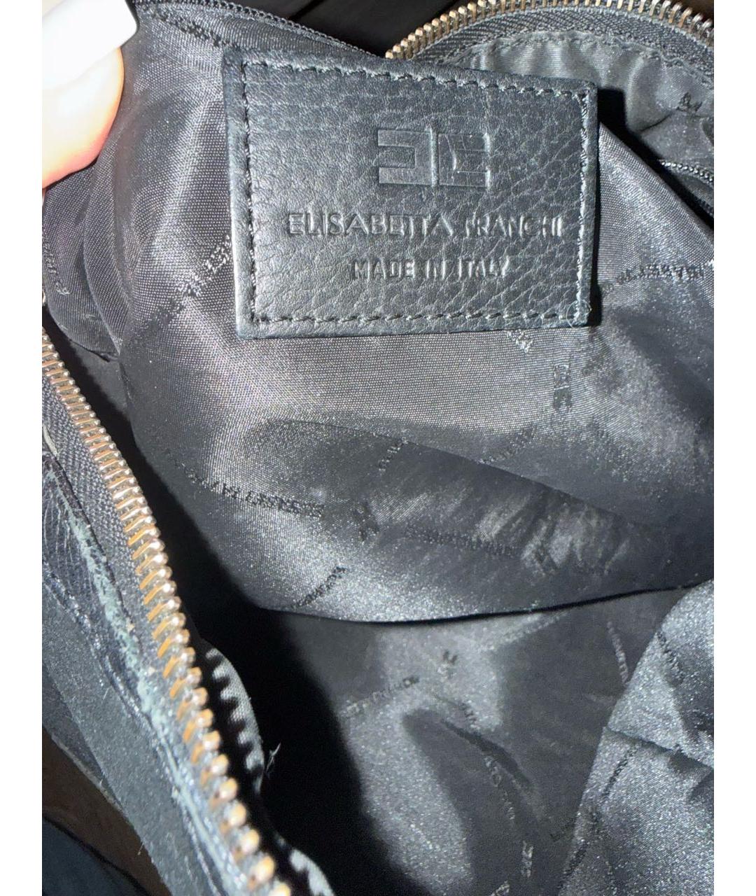 ELISABETTA FRANCHI Черная кожаная сумка с короткими ручками, фото 5