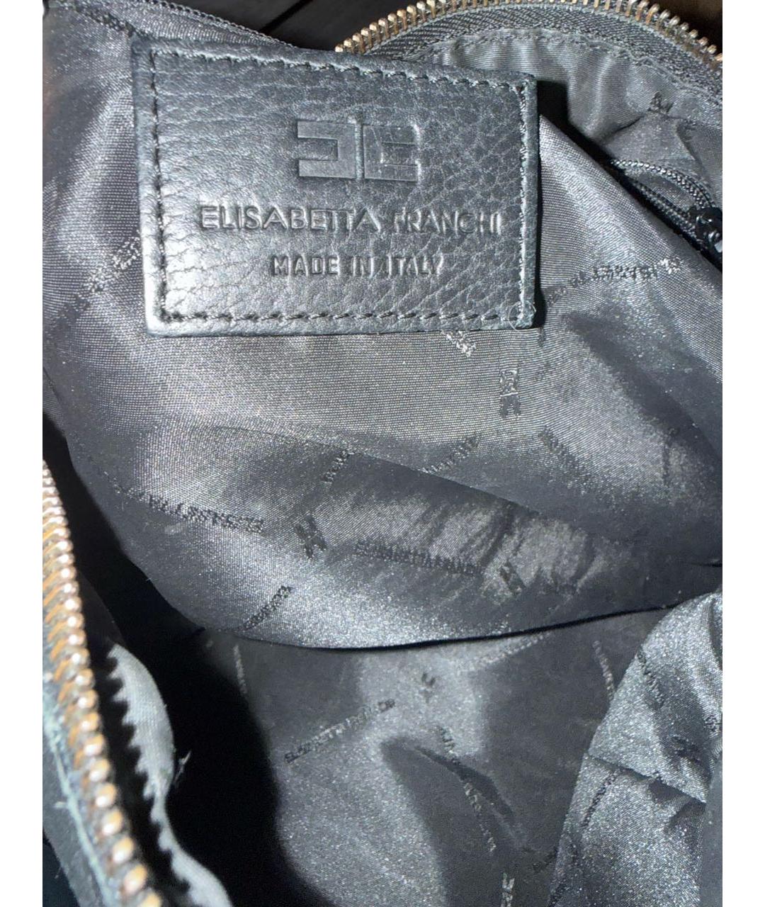 ELISABETTA FRANCHI Черная кожаная сумка с короткими ручками, фото 6