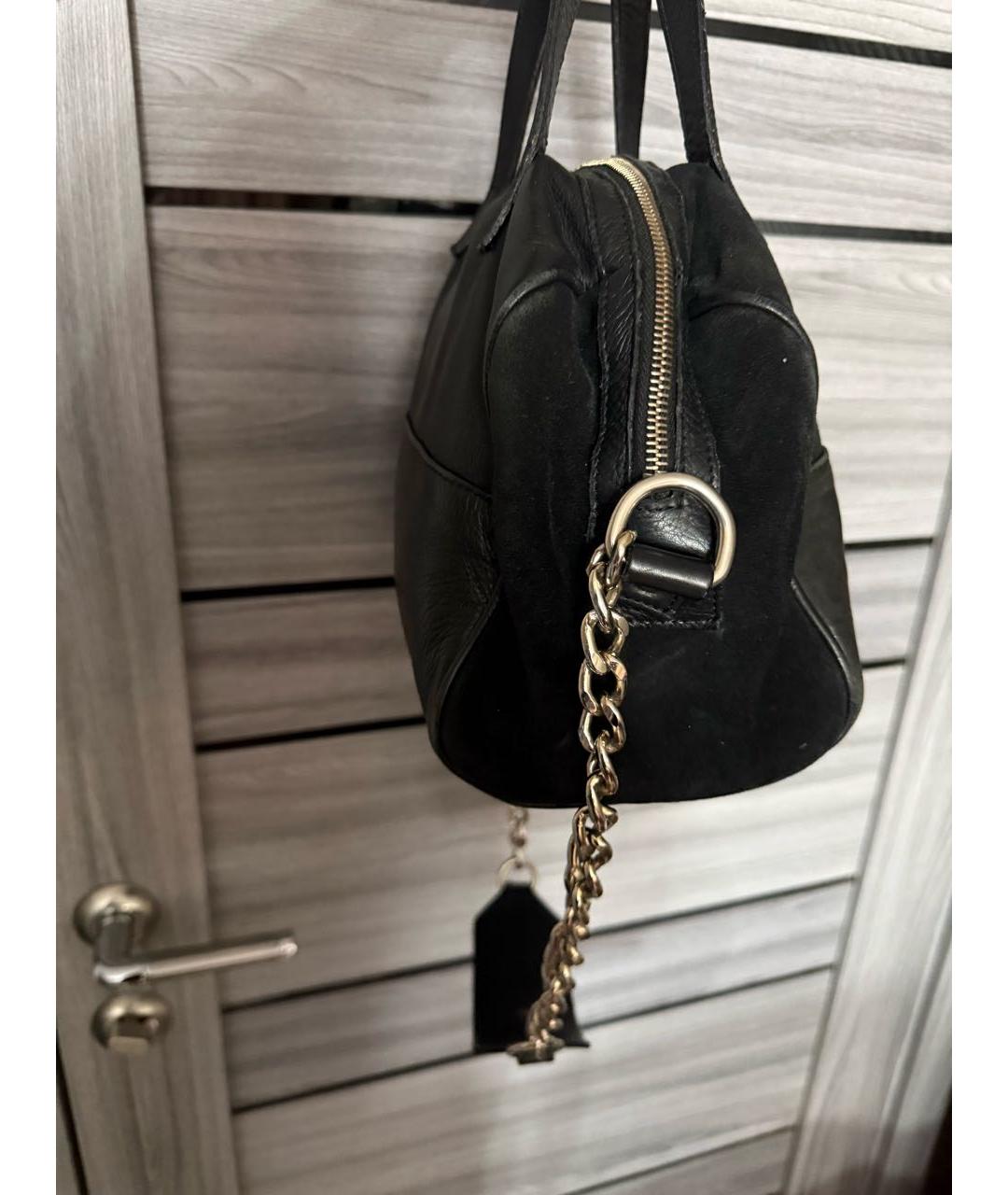 ELISABETTA FRANCHI Черная кожаная сумка с короткими ручками, фото 2