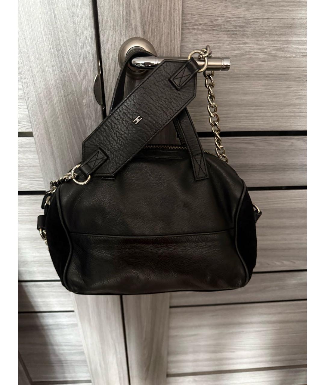 ELISABETTA FRANCHI Черная кожаная сумка с короткими ручками, фото 3