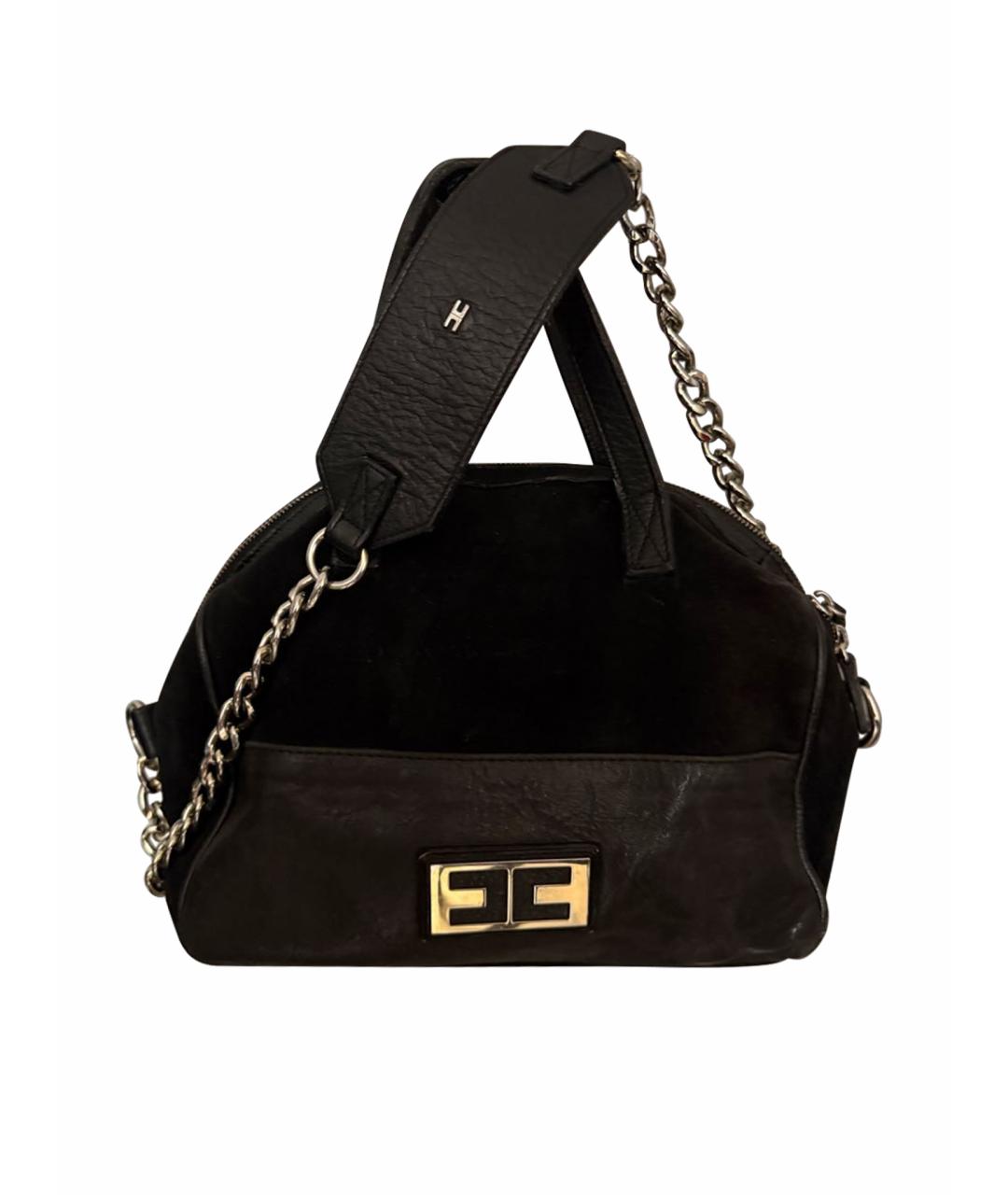 ELISABETTA FRANCHI Черная кожаная сумка с короткими ручками, фото 1