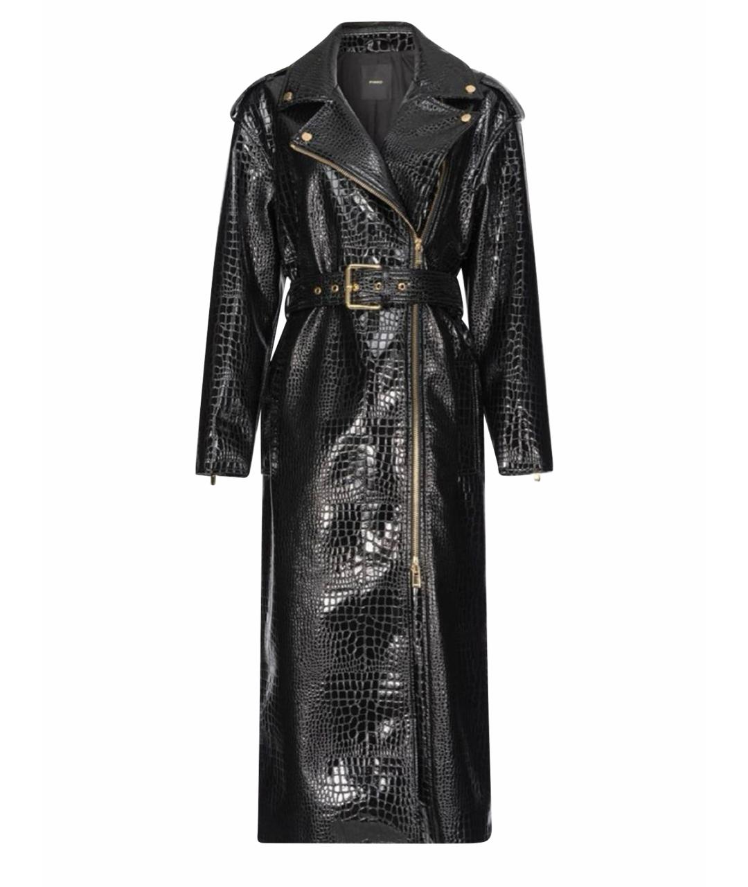 PINKO Черный кожаный тренч/плащ, фото 1