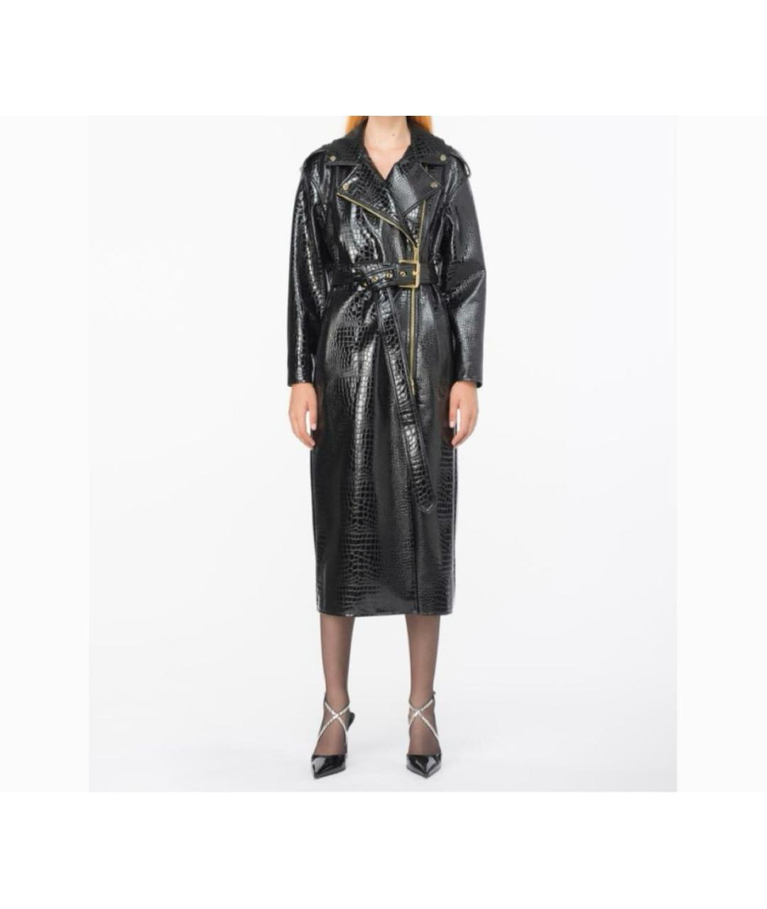 PINKO Черный кожаный тренч/плащ, фото 3