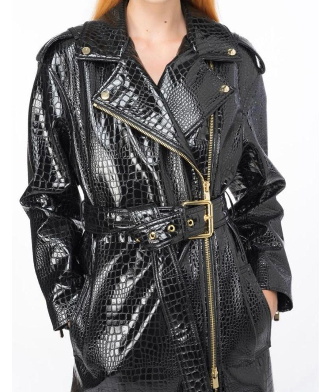 PINKO Черный кожаный тренч/плащ, фото 2