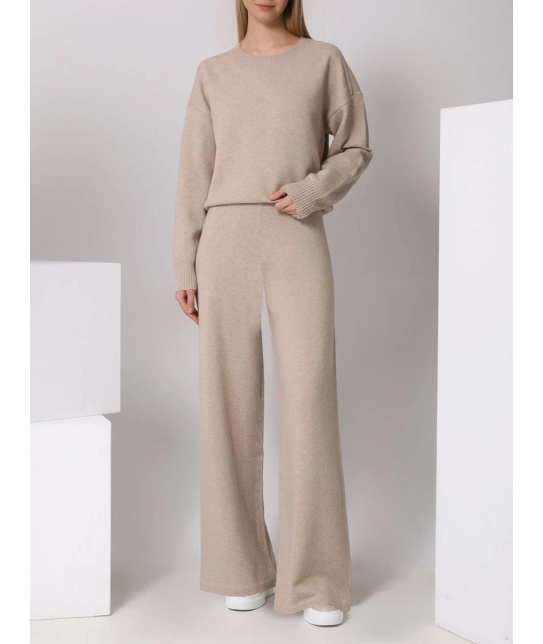 YVES SALOMON Бежевый шерстяной костюм с брюками, фото 2