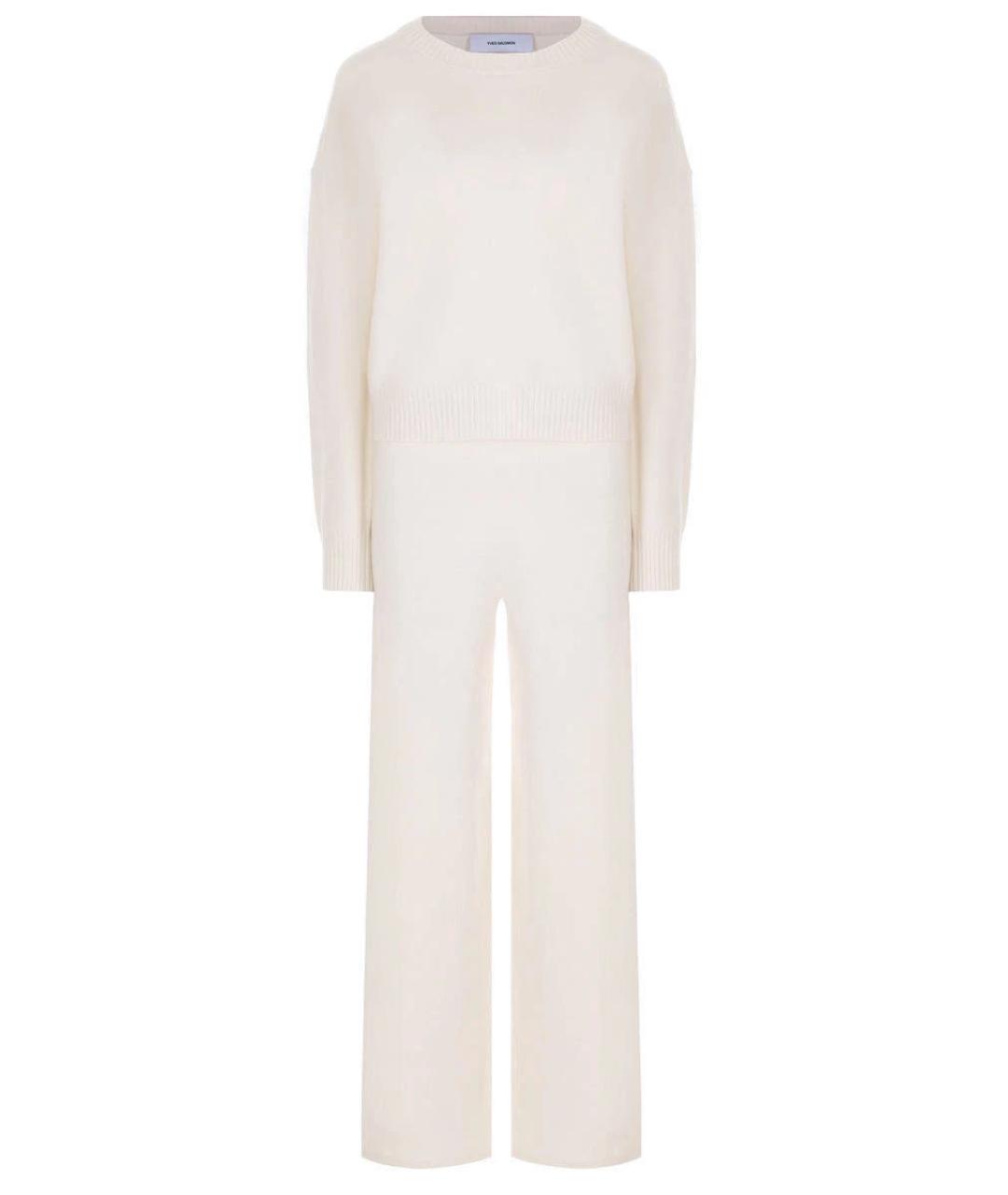 YVES SALOMON Белый шерстяной костюм с брюками, фото 1