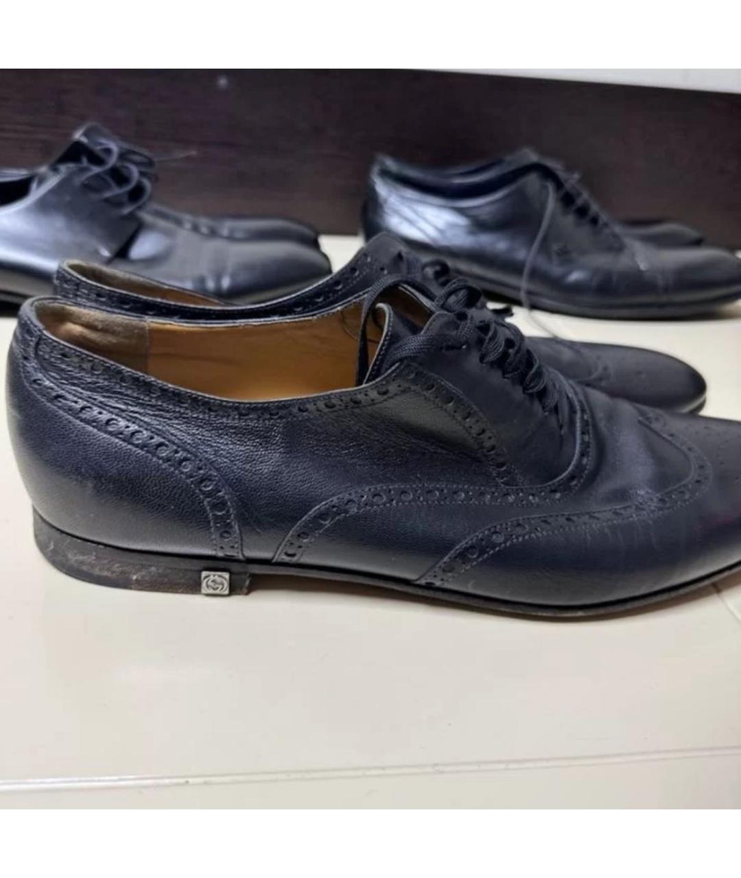 GUCCI Темно-синие кожаные туфли, фото 2