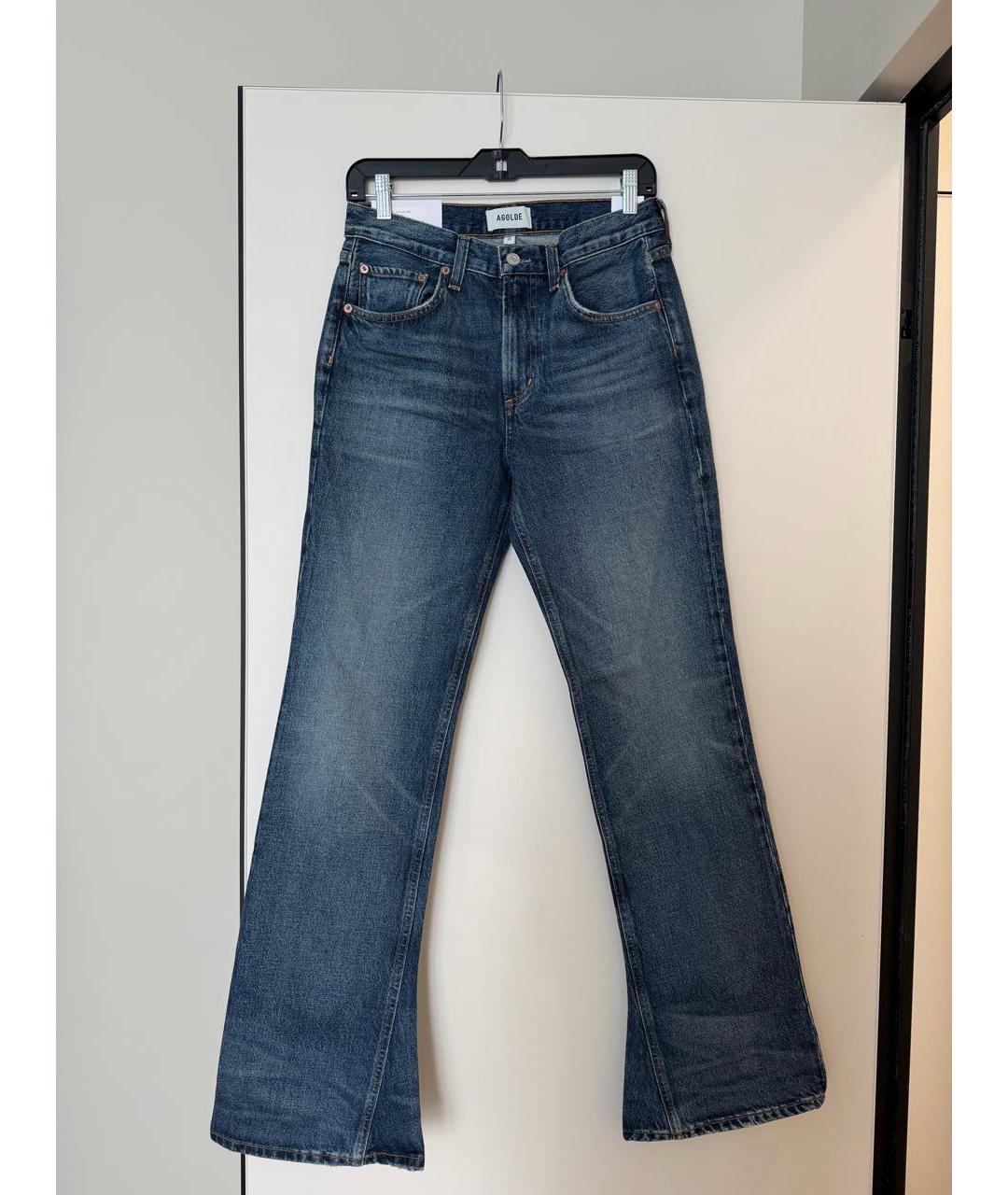AGOLDE Темно-синие хлопковые джинсы клеш, фото 2