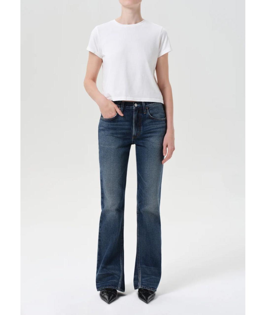 AGOLDE Темно-синие хлопковые джинсы клеш, фото 6