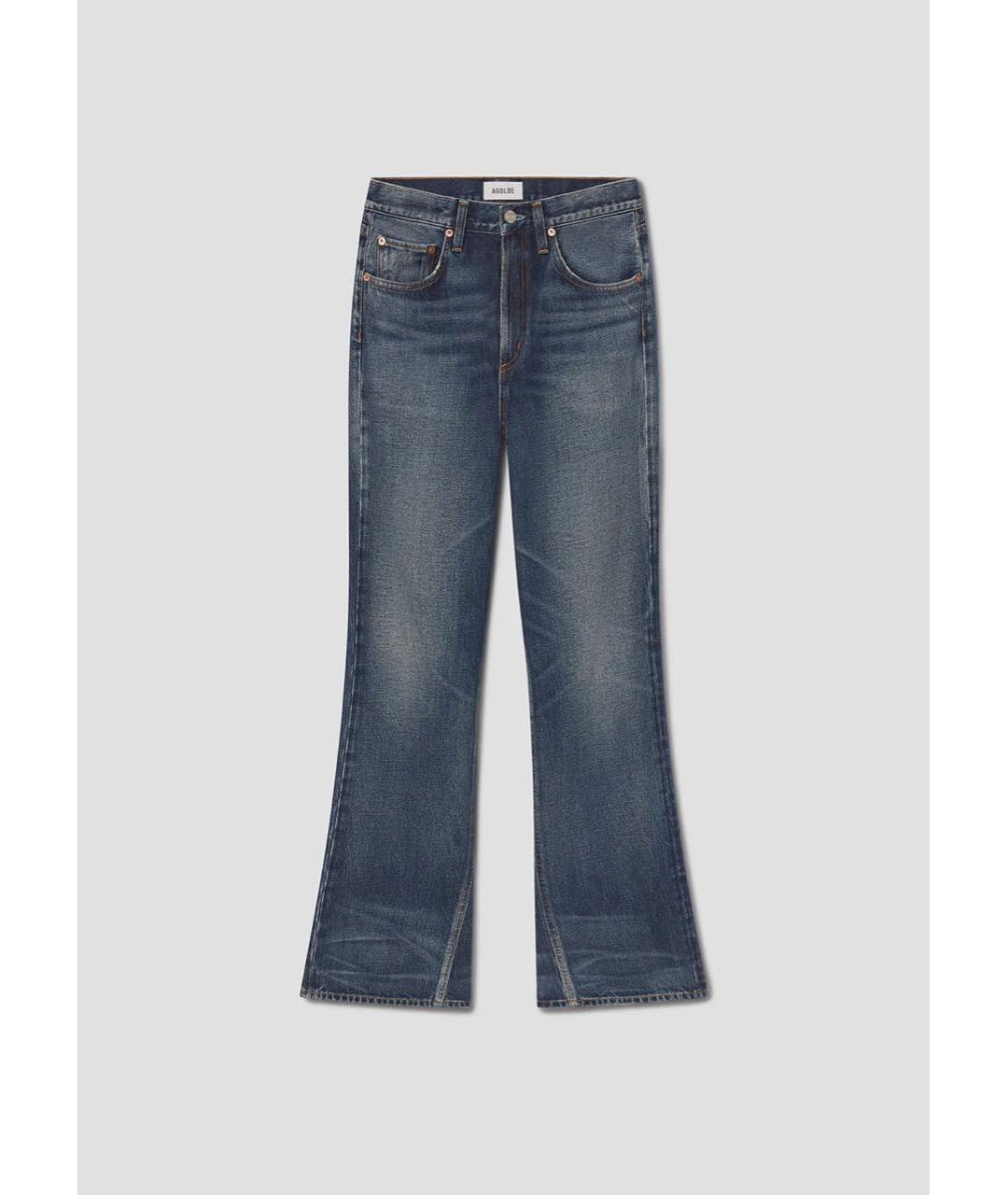 AGOLDE Темно-синие хлопковые джинсы клеш, фото 8