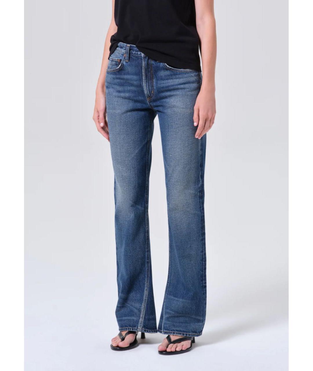 AGOLDE Темно-синие хлопковые джинсы клеш, фото 7