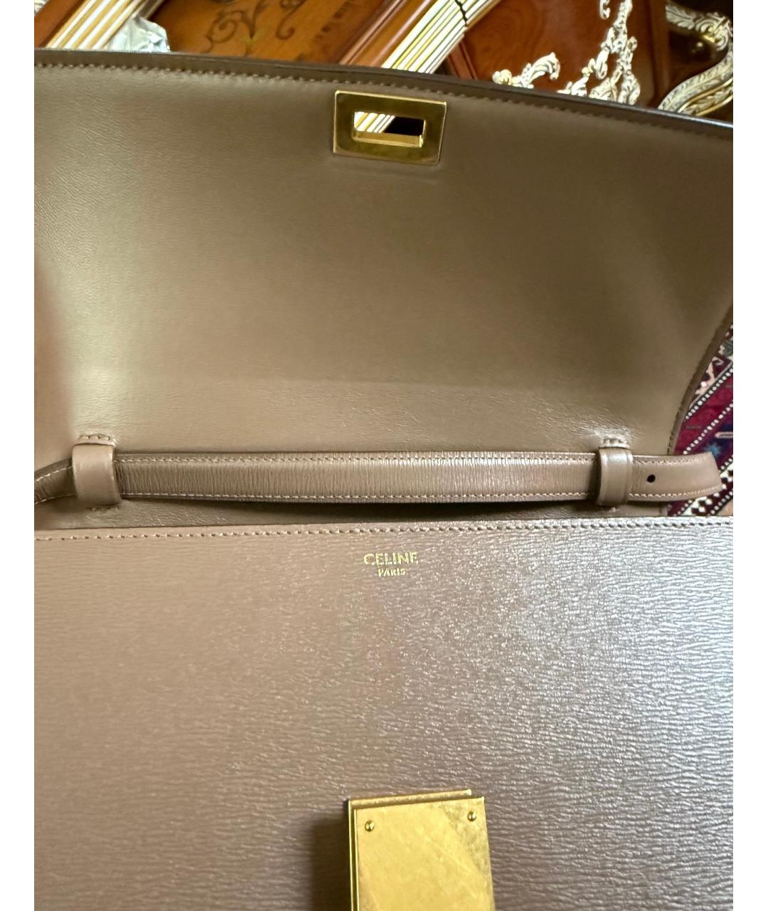 CELINE Бежевая кожаная сумка через плечо, фото 2