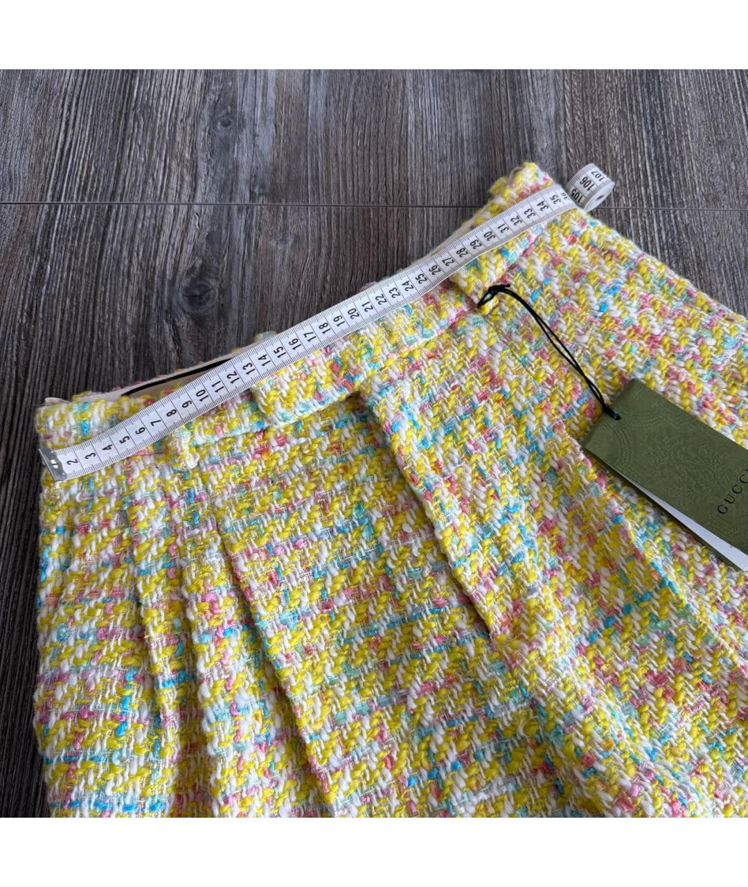 GUCCI Желтые шерстяные шорты, фото 7
