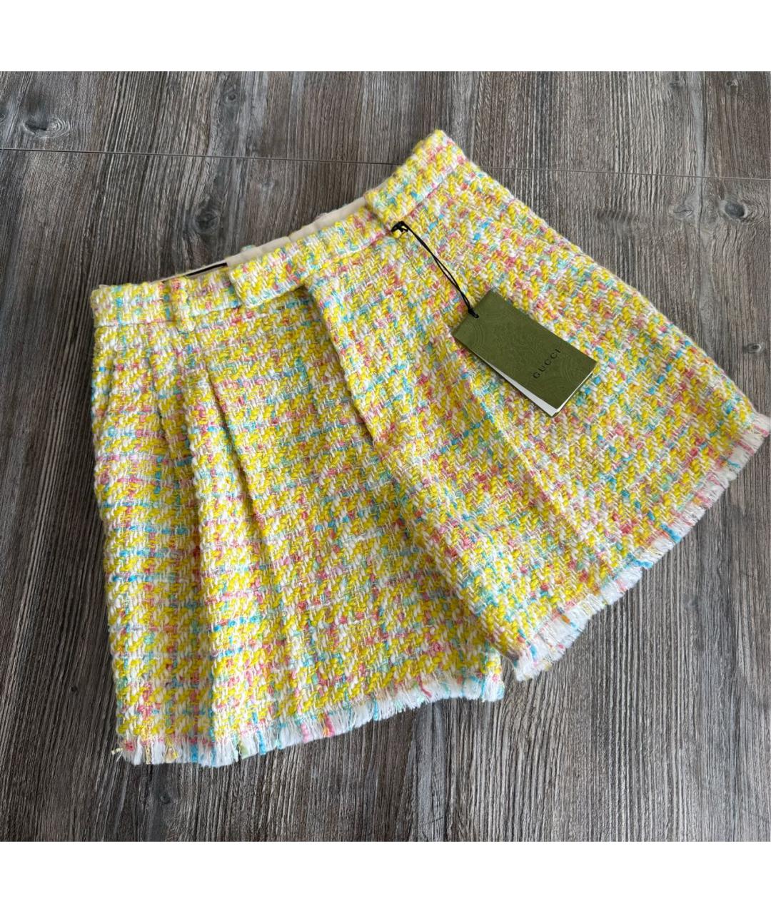 GUCCI Желтые шерстяные шорты, фото 8