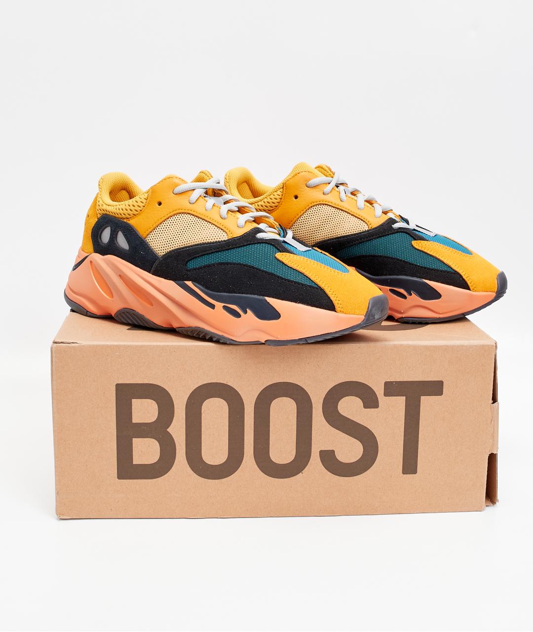 ADIDAS YEEZY Желтые текстильные низкие кроссовки / кеды, фото 7