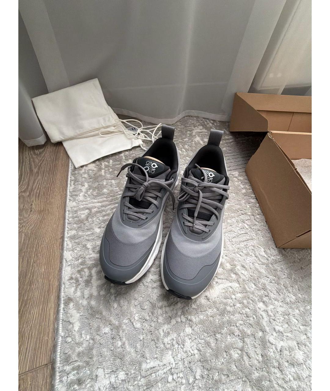 LOEWE Серые текстильные высокие кроссовки / кеды, фото 2