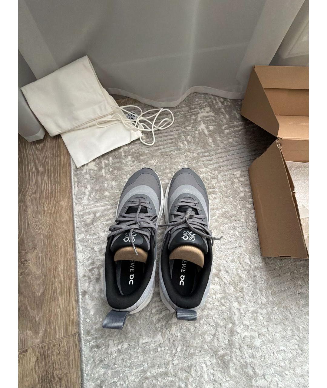 LOEWE Серые текстильные высокие кроссовки / кеды, фото 3