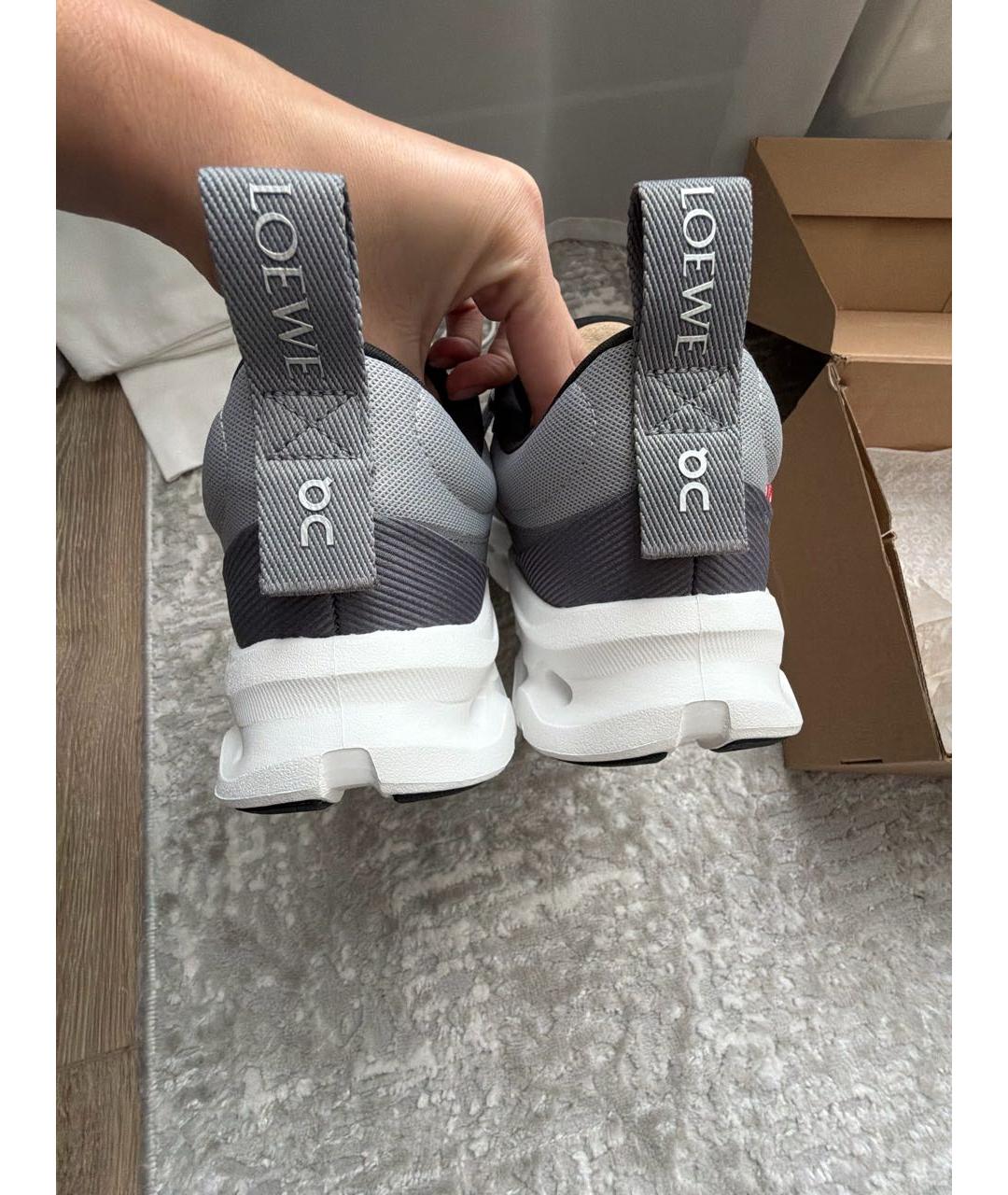 LOEWE Серые текстильные высокие кроссовки / кеды, фото 4