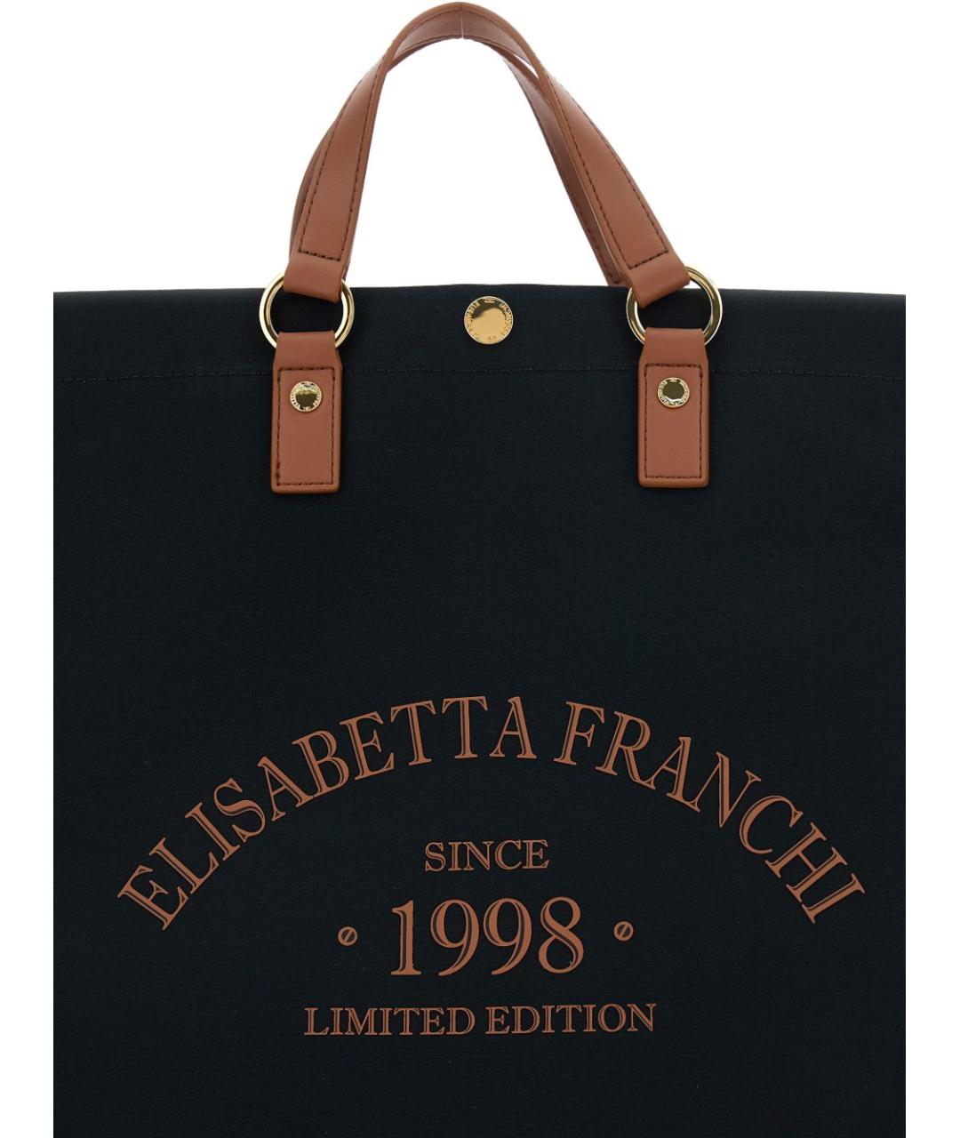 ELISABETTA FRANCHI Черная хлопковая сумка тоут, фото 3