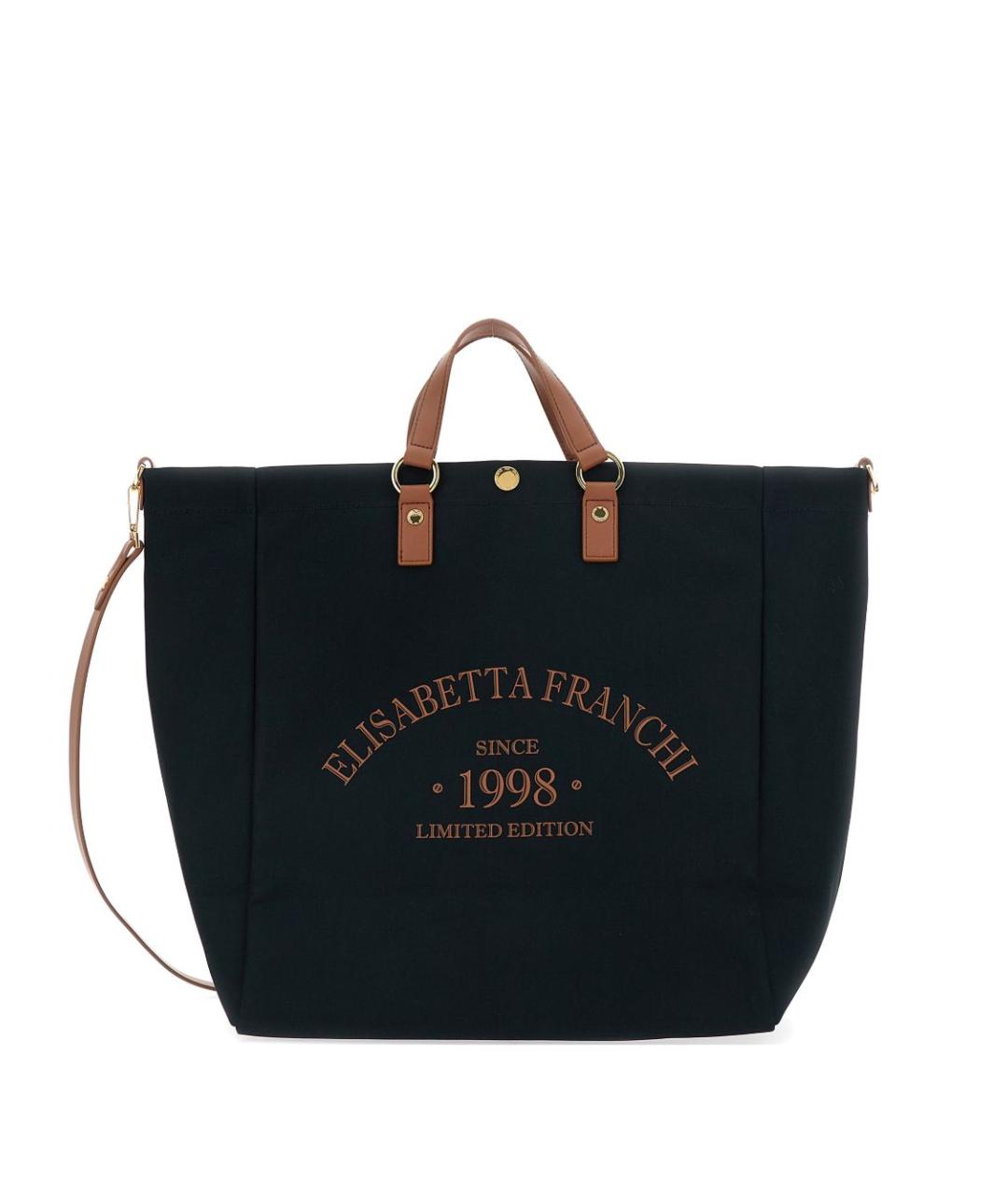 ELISABETTA FRANCHI Черная хлопковая сумка тоут, фото 1