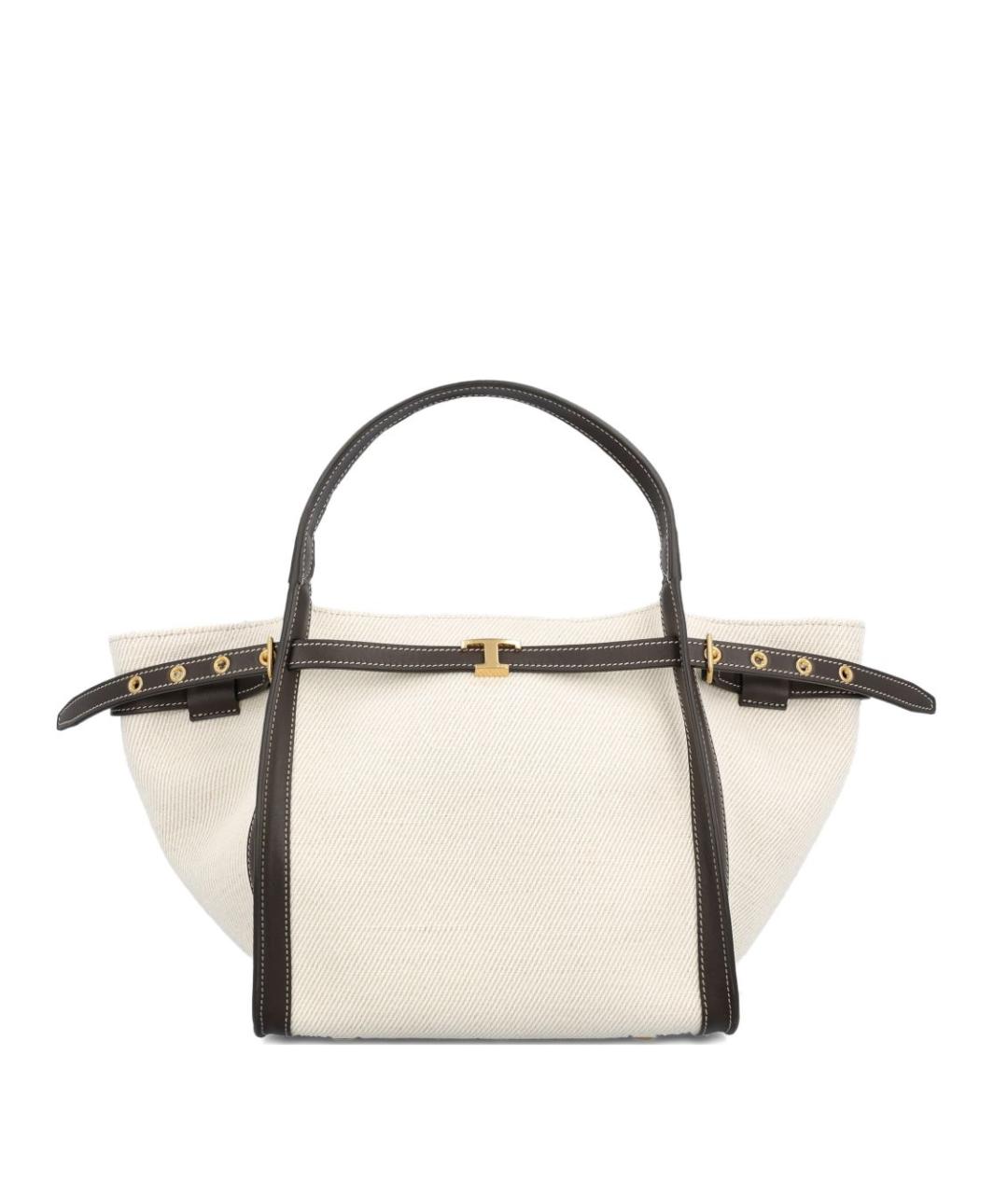 TOD'S Бежевая тканевая сумка тоут, фото 1