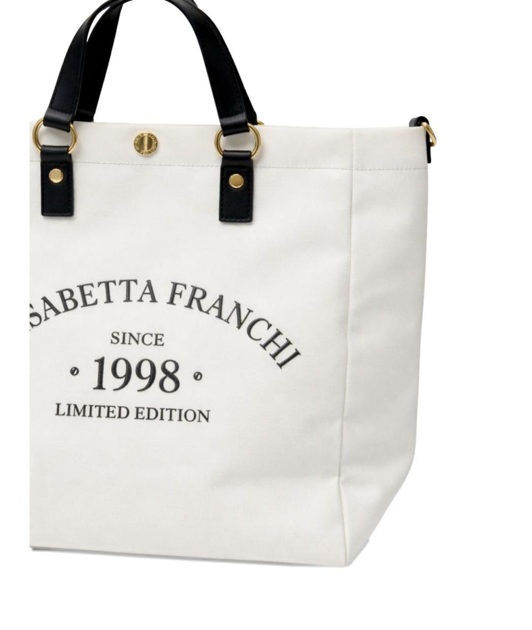 ELISABETTA FRANCHI Бежевая хлопковая сумка тоут, фото 3