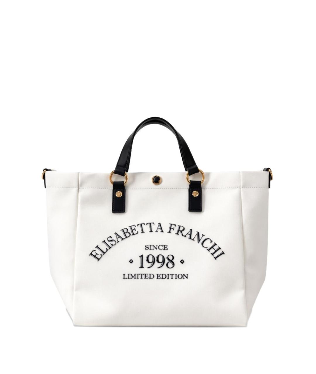 ELISABETTA FRANCHI Бежевая хлопковая сумка тоут, фото 1