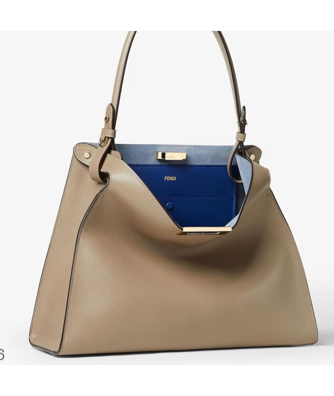 FENDI Бежевая кожаная сумка через плечо, фото 2