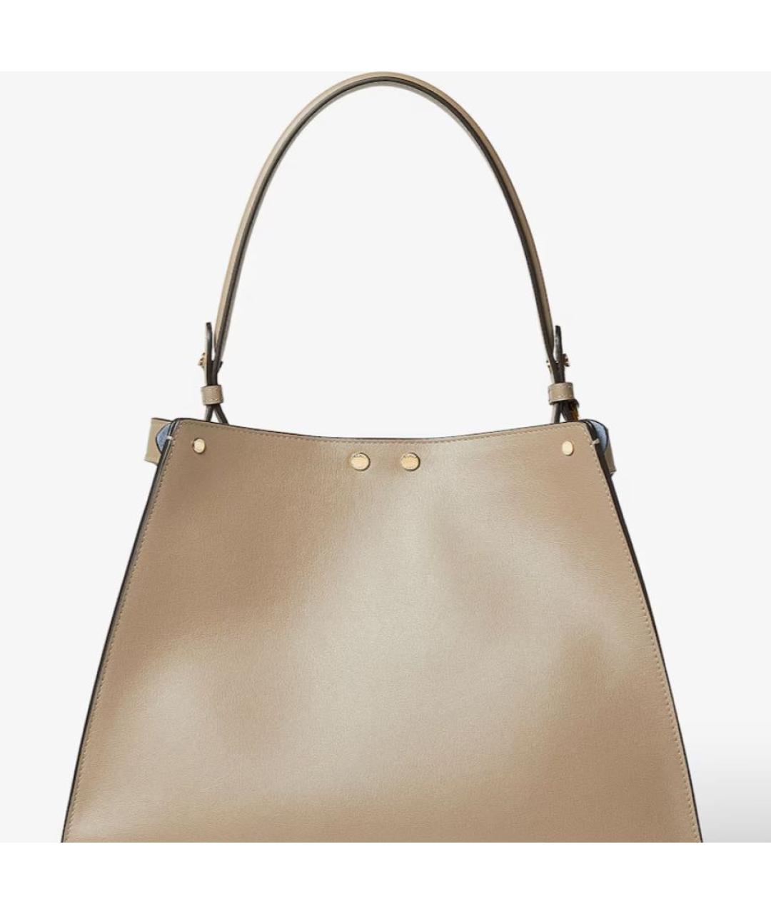 FENDI Бежевая кожаная сумка через плечо, фото 3