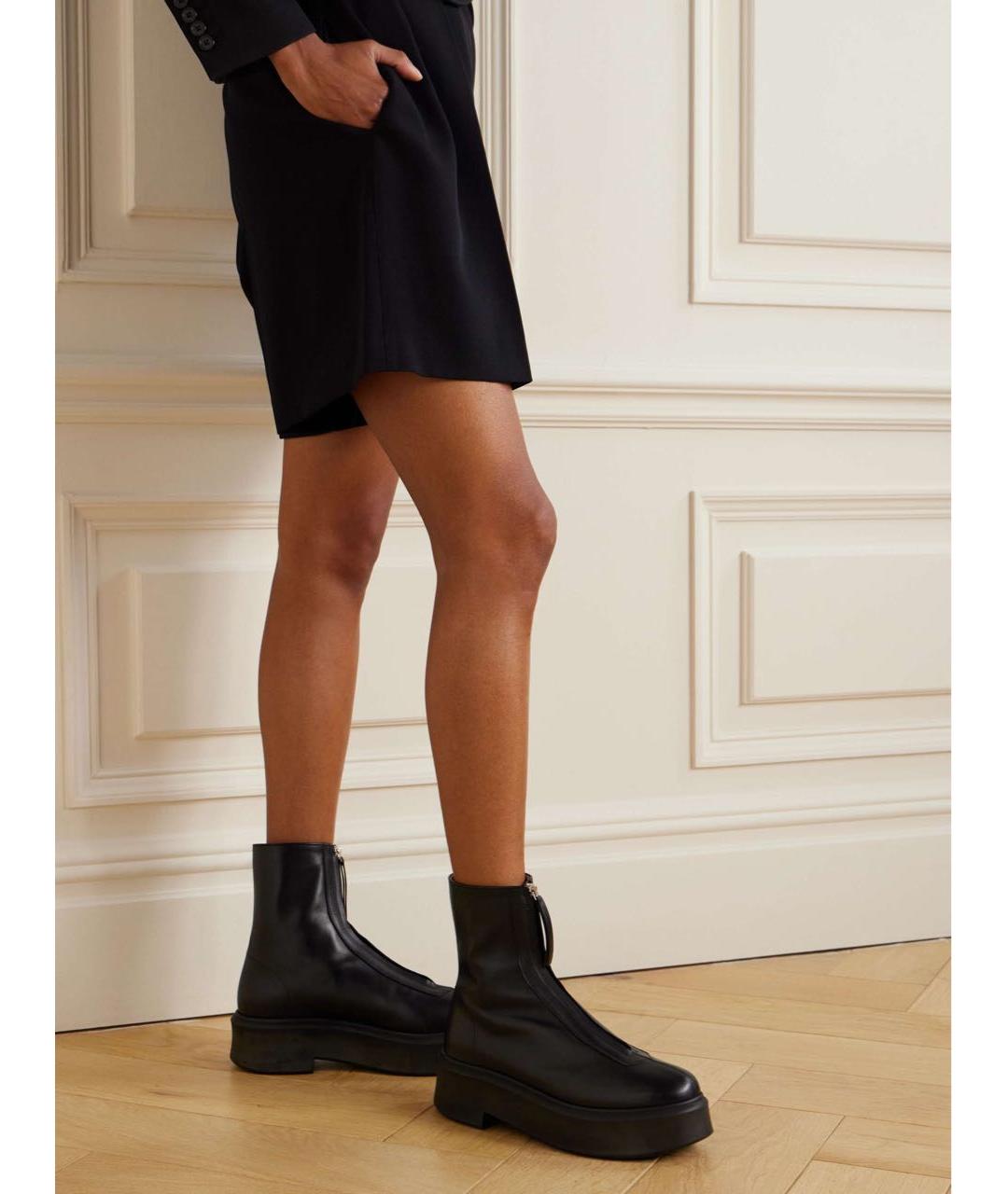 THE ROW Черные кожаные полусапоги, фото 5