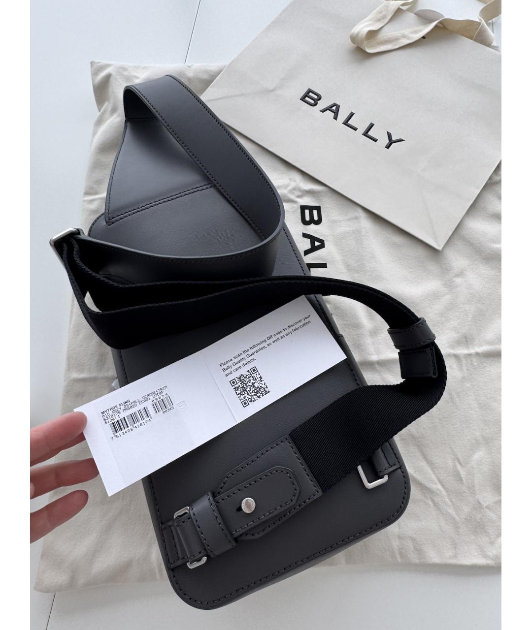 BALLY Антрацитовая кожаная сумка на плечо, фото 3