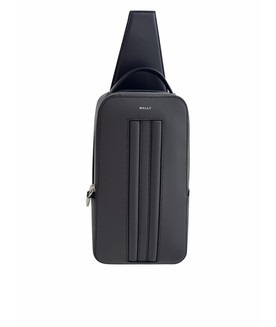 BALLY Антрацитовая кожаная сумка на плечо, фото 1