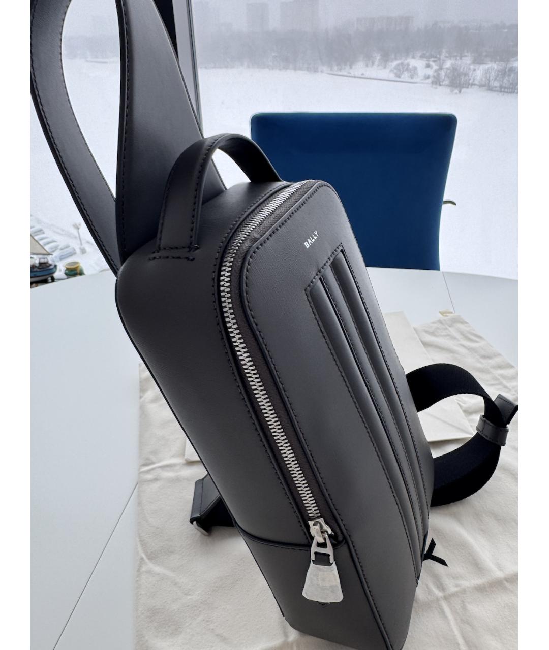 BALLY Антрацитовая кожаная сумка на плечо, фото 9
