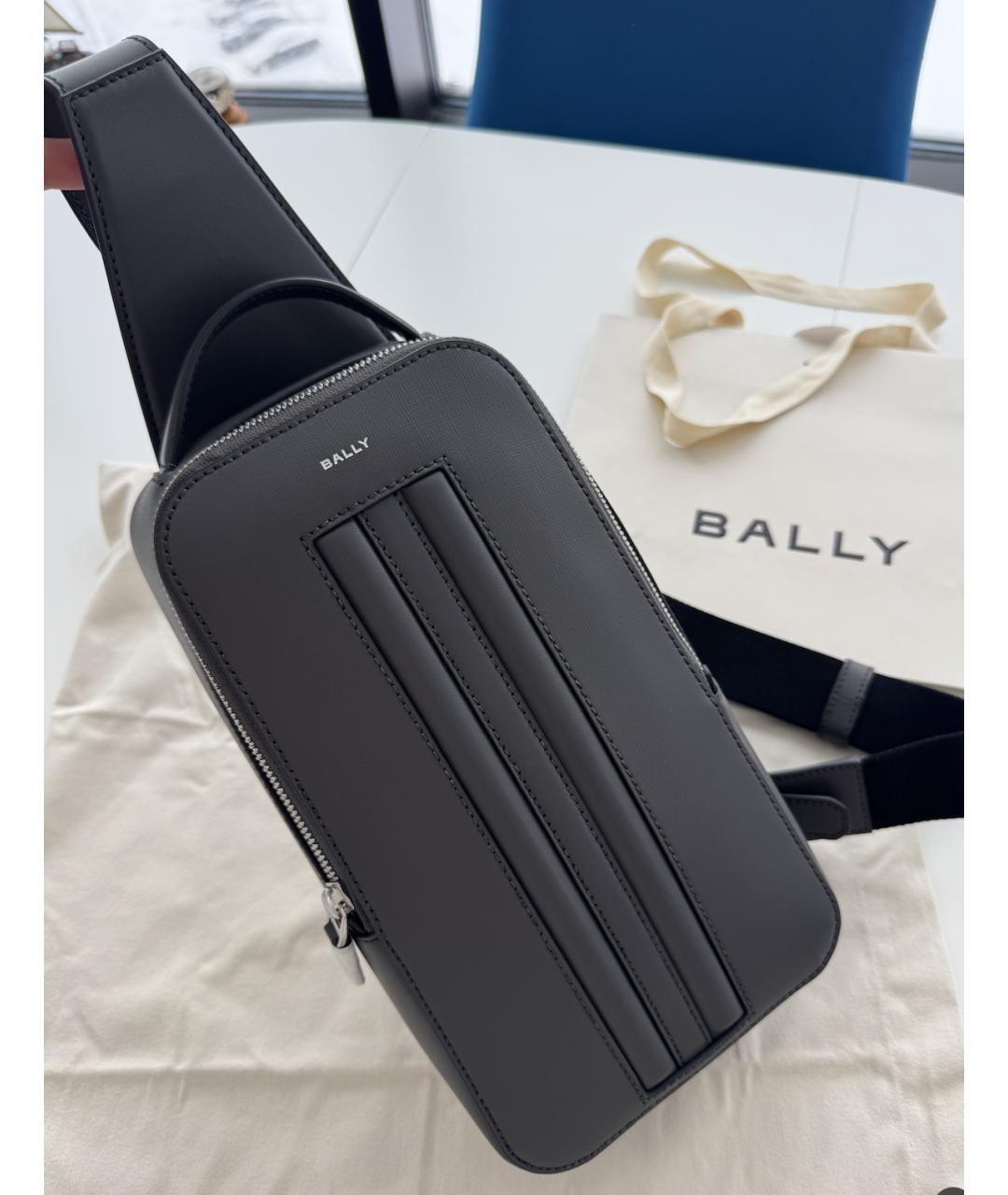 BALLY Антрацитовая кожаная сумка на плечо, фото 10