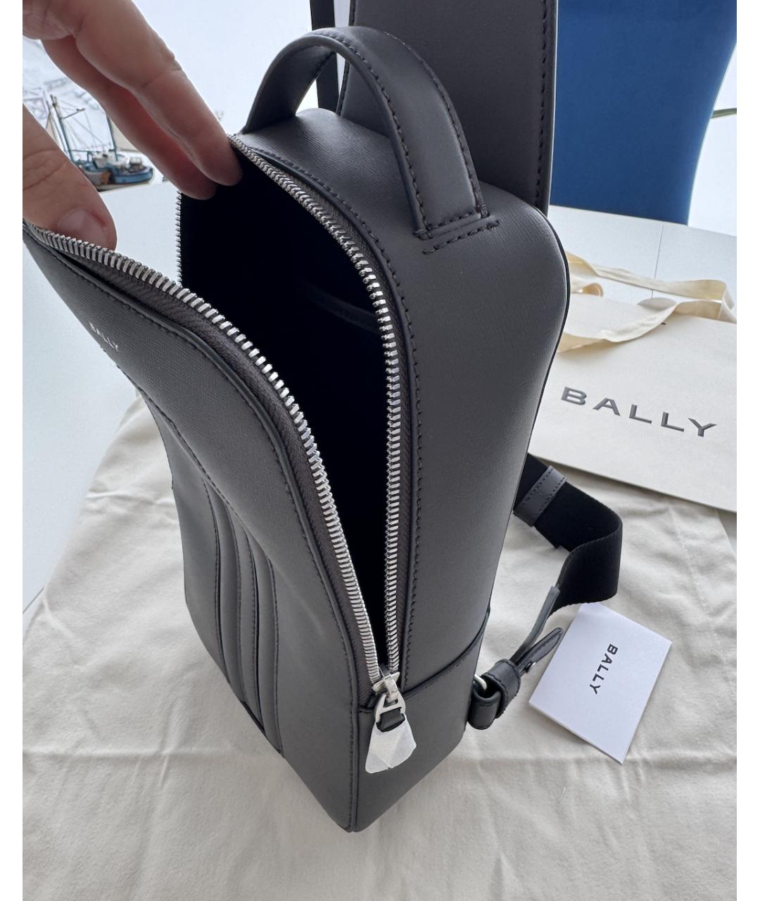 BALLY Антрацитовая кожаная сумка на плечо, фото 8