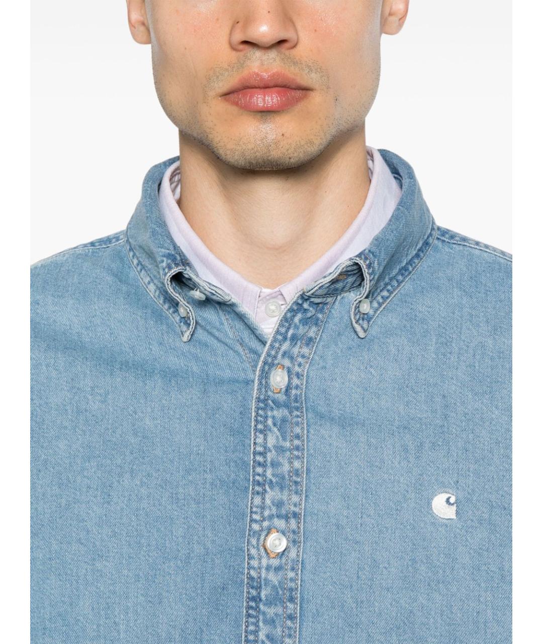 CARHARTT WIP Голубая хлопковая кэжуал рубашка, фото 2