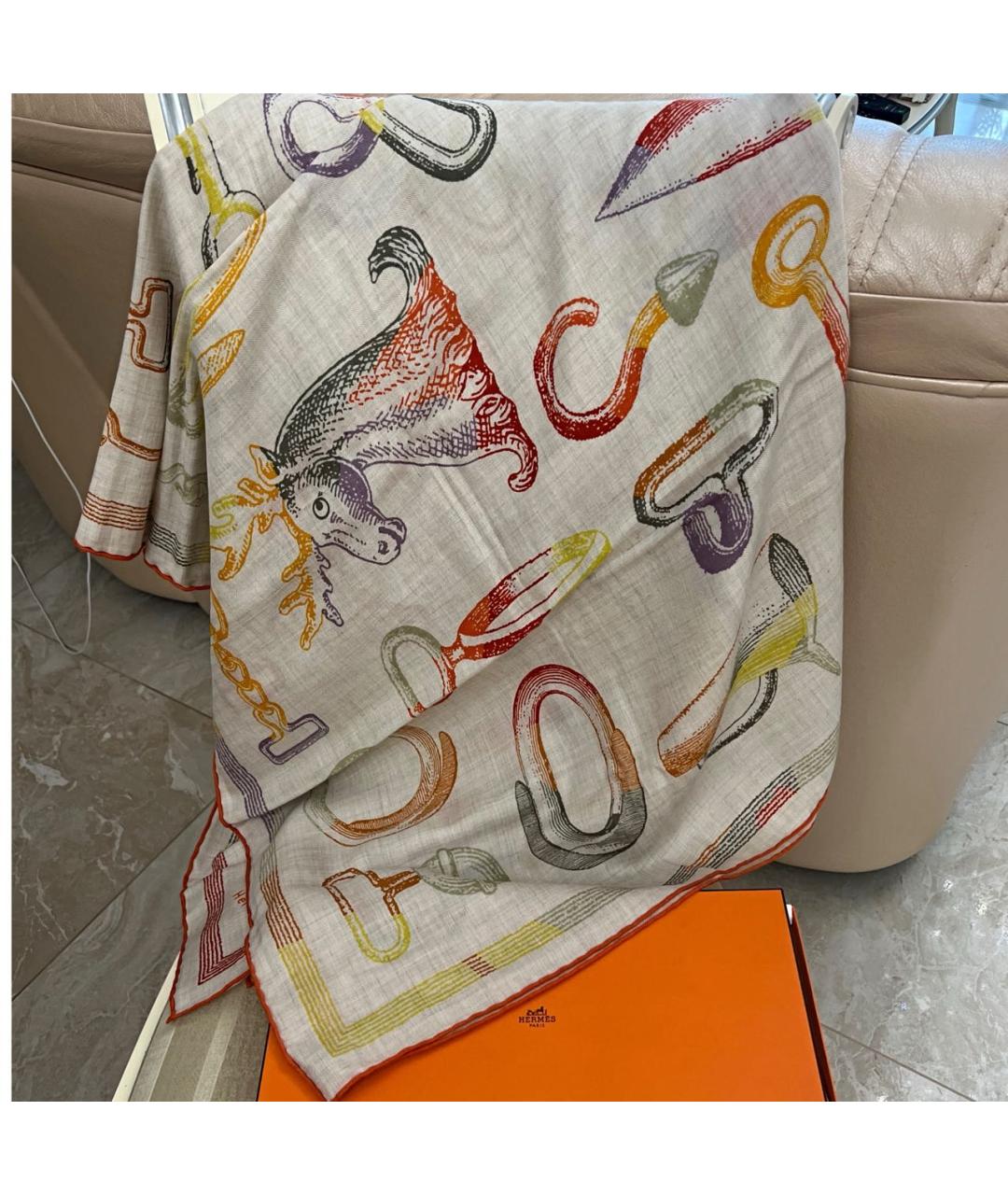 HERMES Мульти кашемировый платок, фото 4