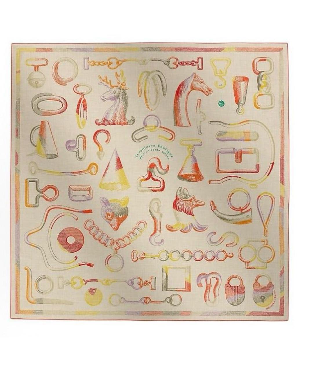 HERMES Мульти кашемировый платок, фото 1