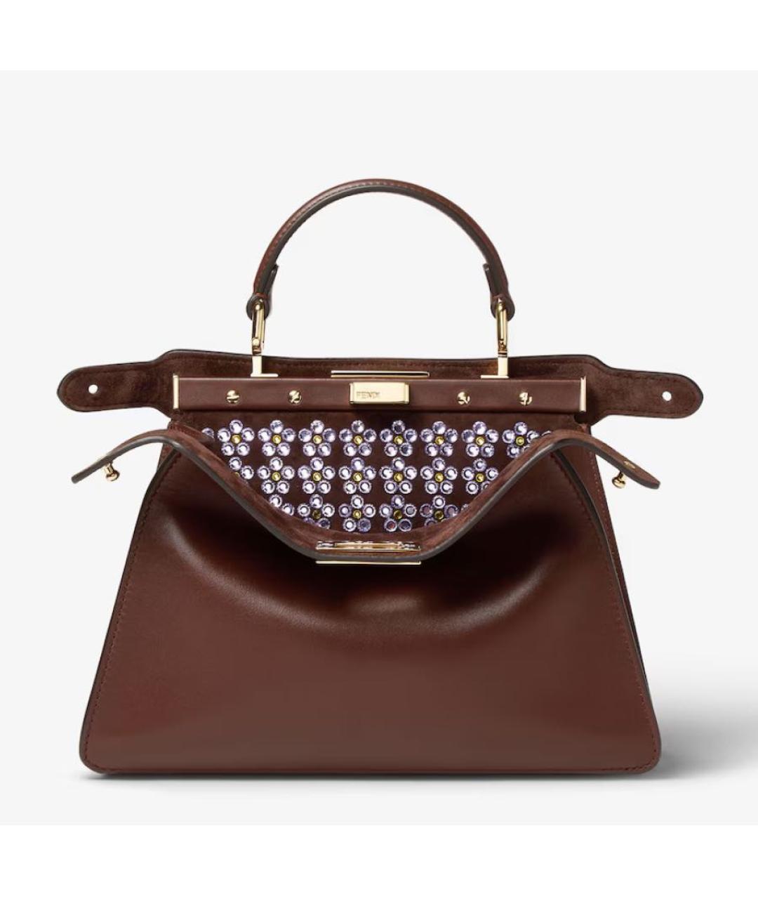 FENDI Коричневая кожаная сумка через плечо, фото 5