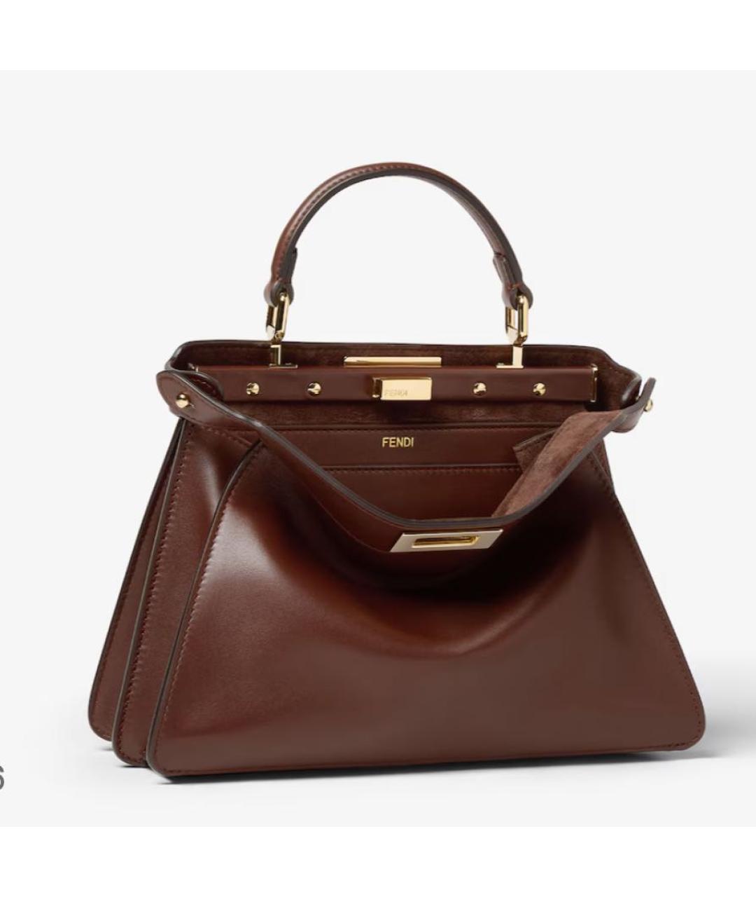 FENDI Коричневая кожаная сумка через плечо, фото 3