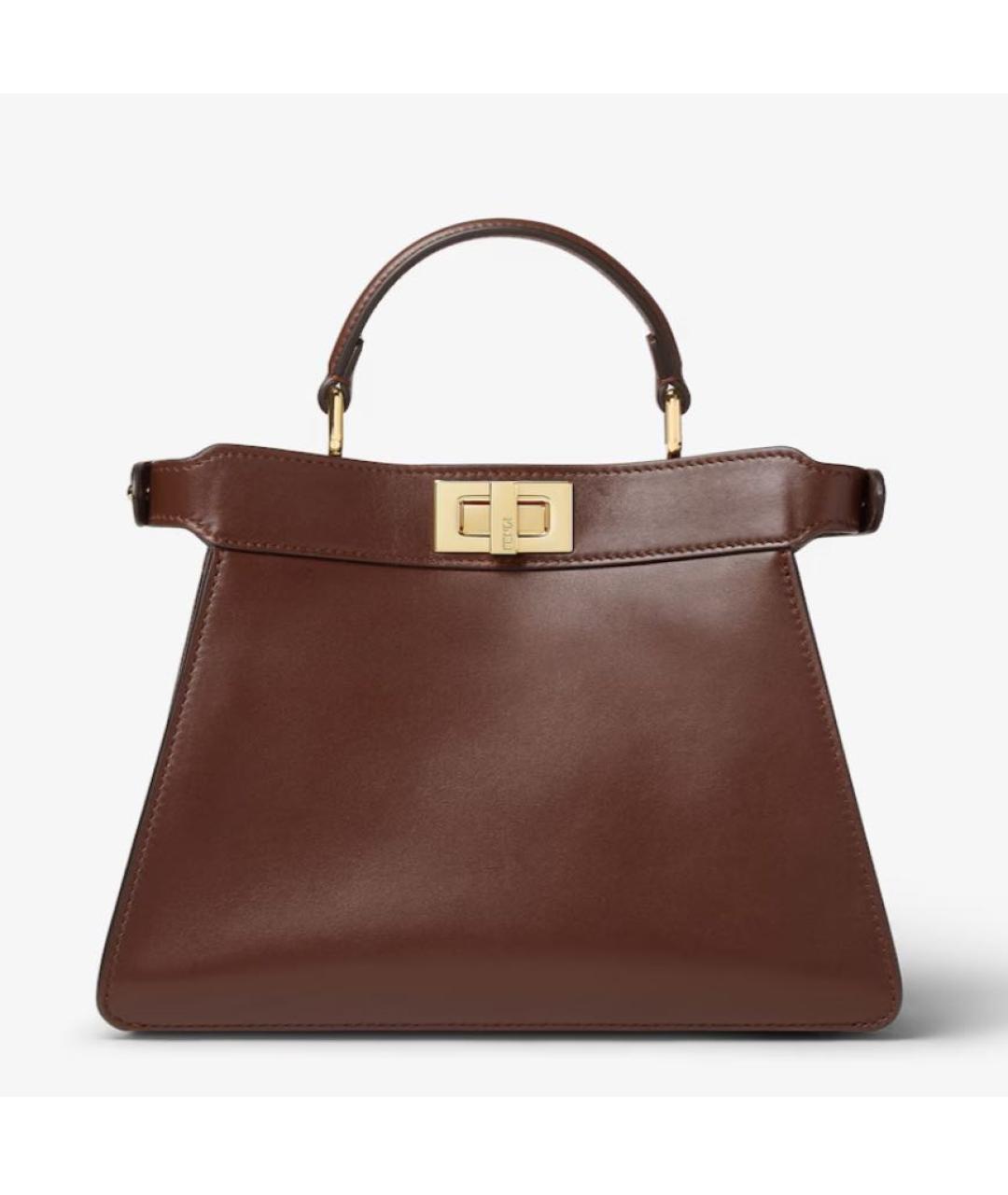 FENDI Коричневая кожаная сумка через плечо, фото 4