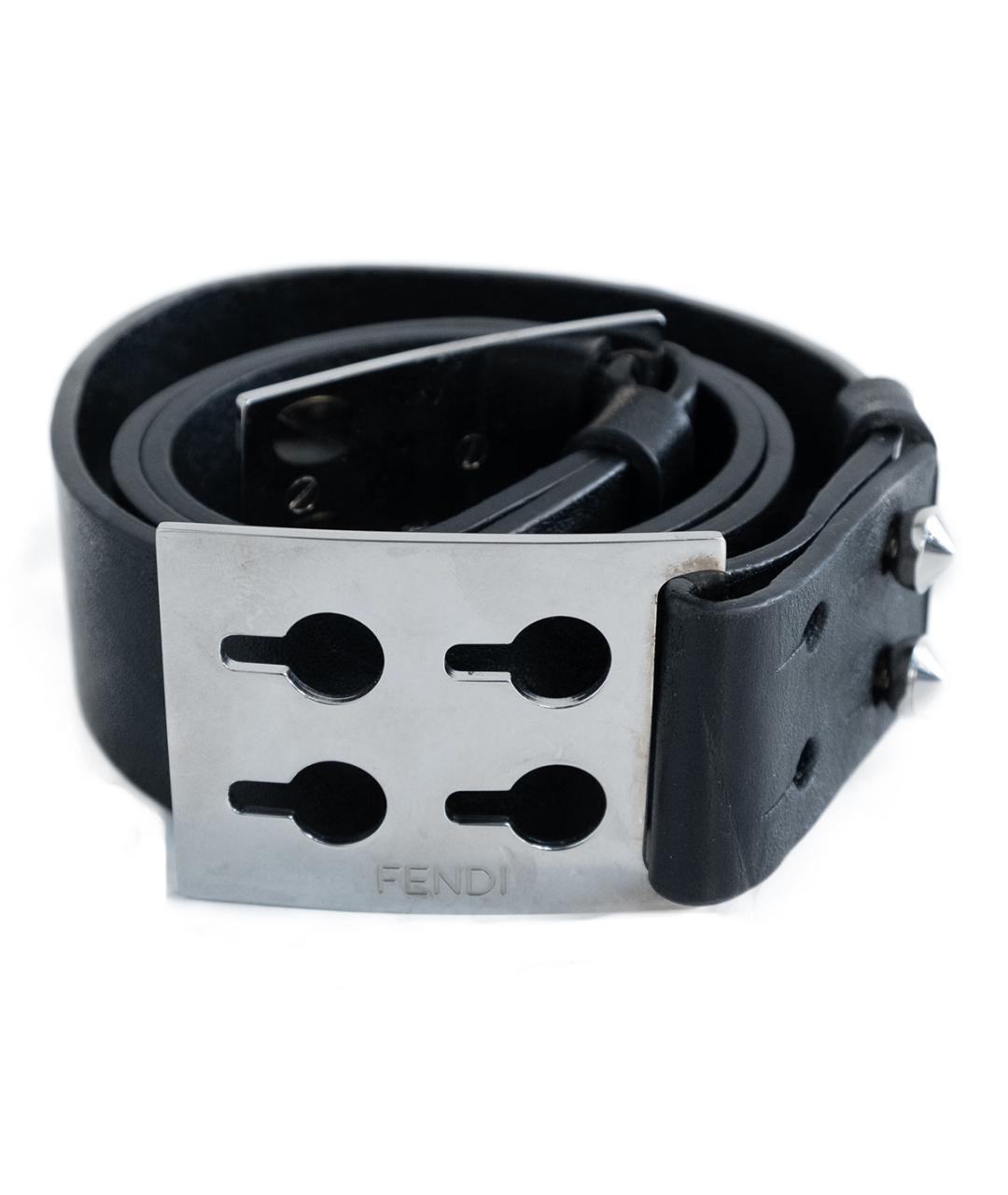 FENDI Черный кожаный ремень, фото 2