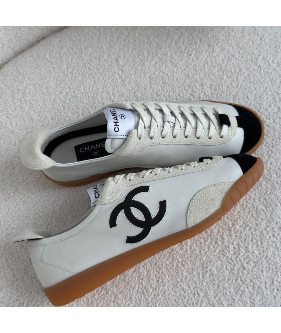 CHANEL Белые кожаные кеды, фото 6