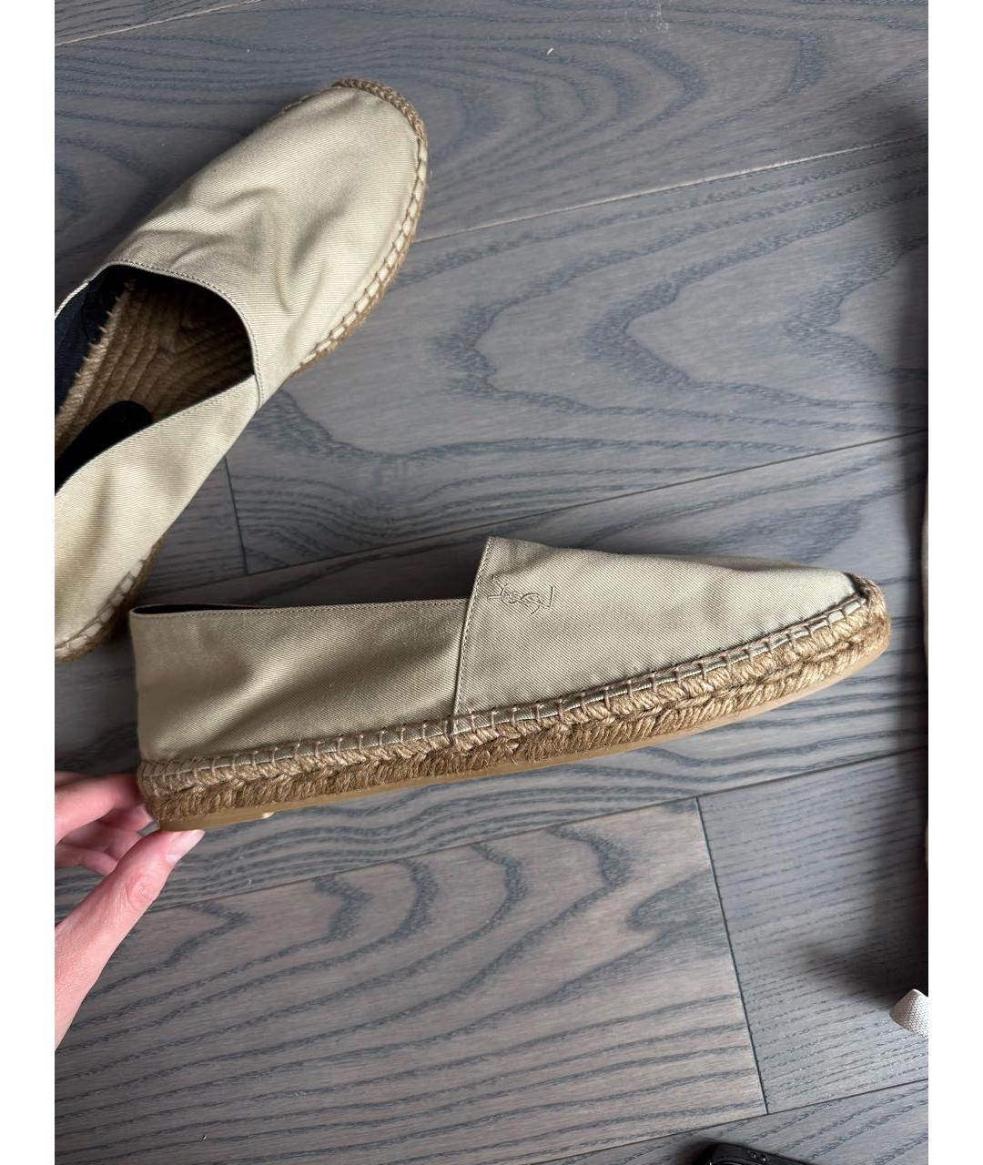 SAINT LAURENT Бежевые текстильные эспадрильи, фото 9