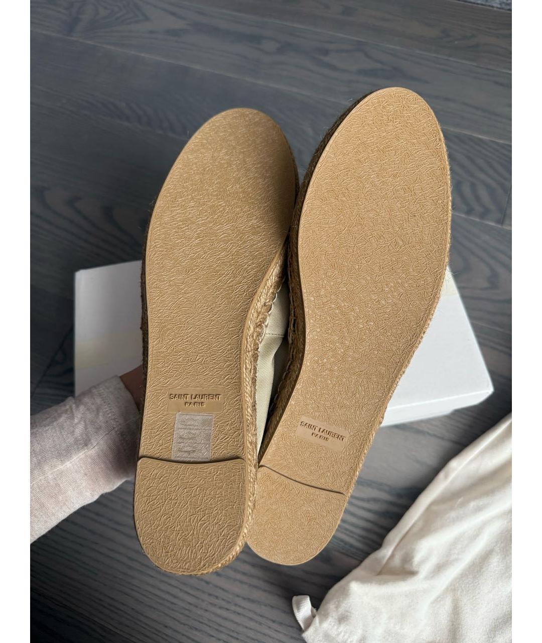 SAINT LAURENT Бежевые текстильные эспадрильи, фото 5