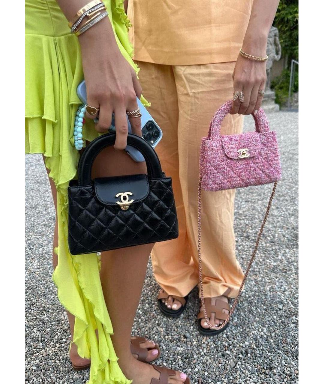 CHANEL Черная кожаная сумка с короткими ручками, фото 3