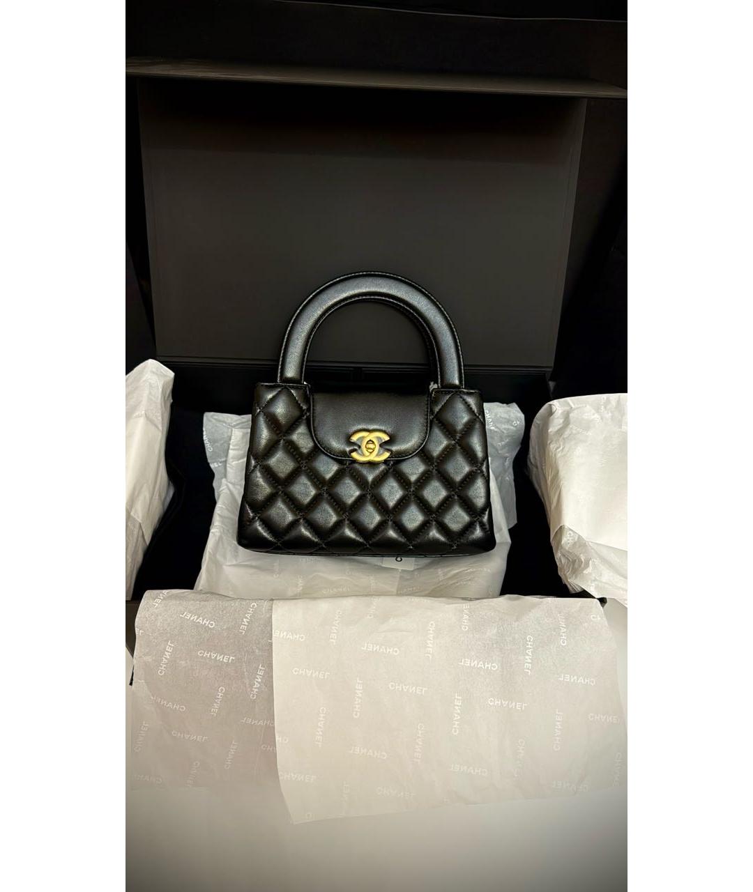 CHANEL Черная кожаная сумка с короткими ручками, фото 2