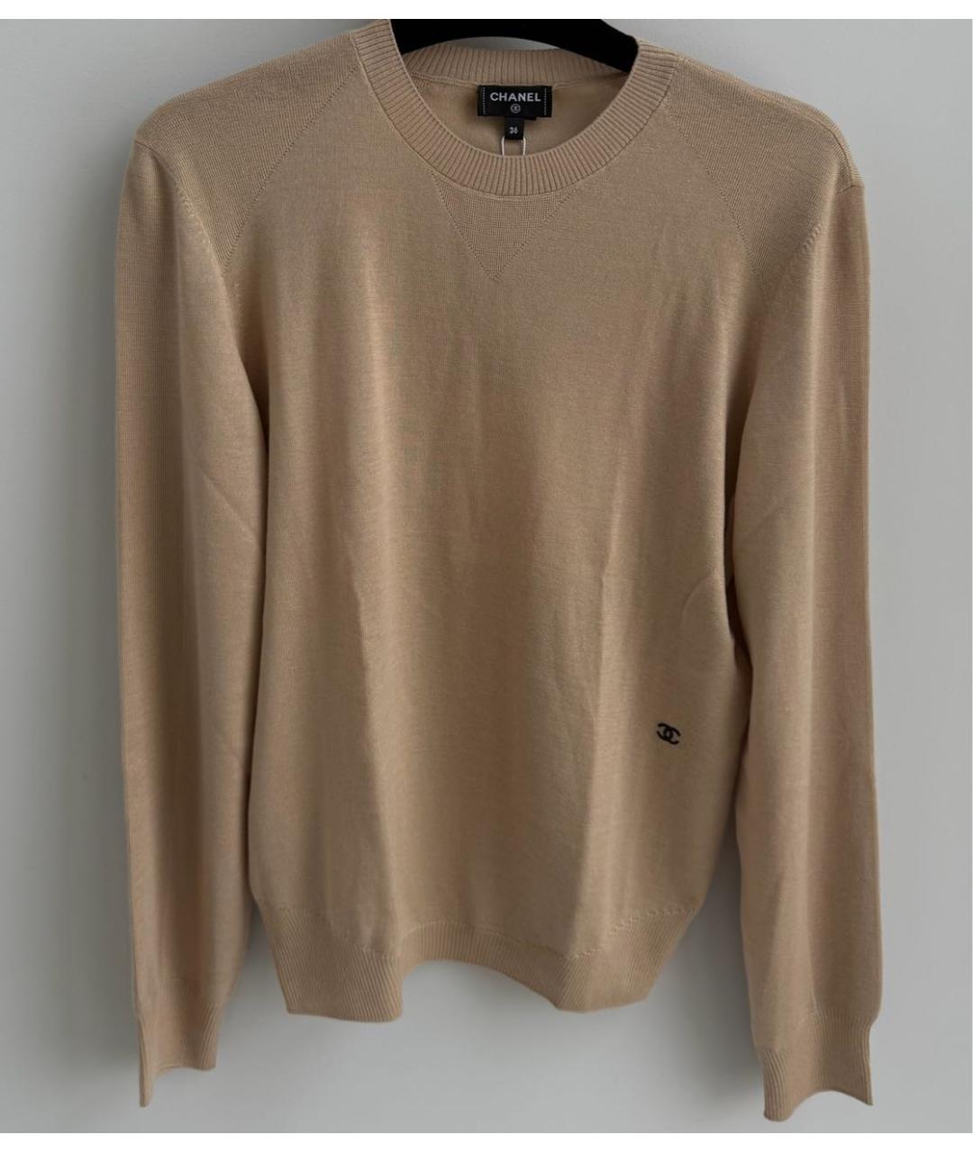 CHANEL Бежевый кашемировый джемпер / свитер, фото 7