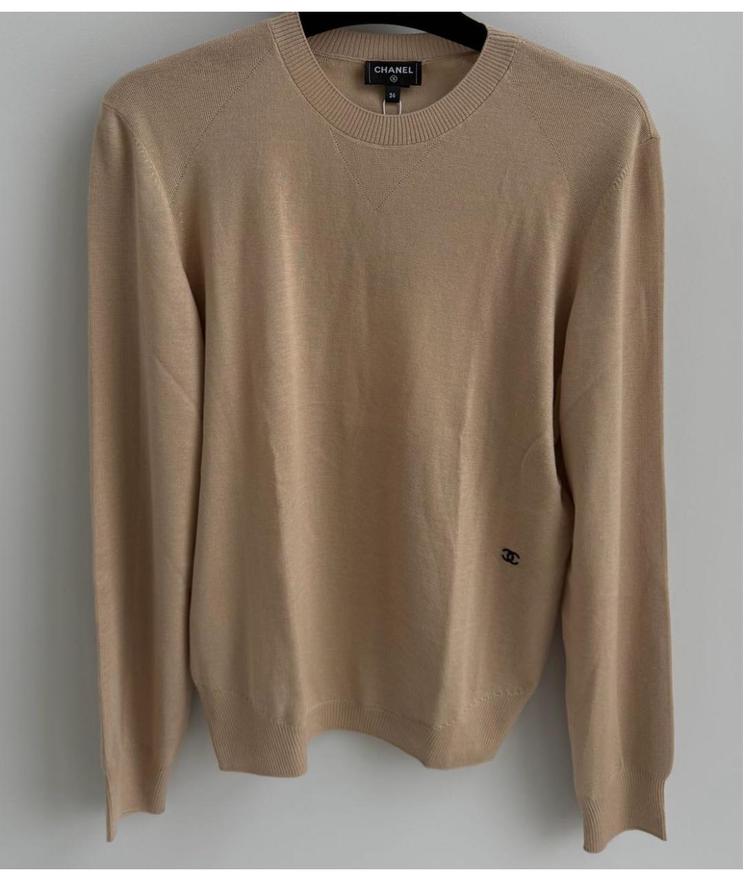 CHANEL Бежевый кашемировый джемпер / свитер, фото 5