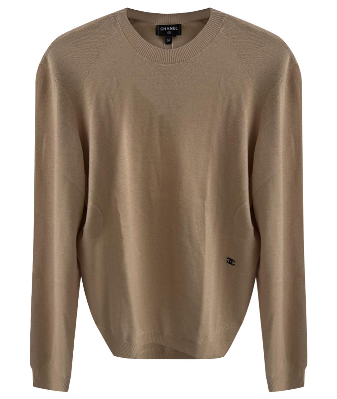 CHANEL Бежевый кашемировый джемпер / свитер, фото 1